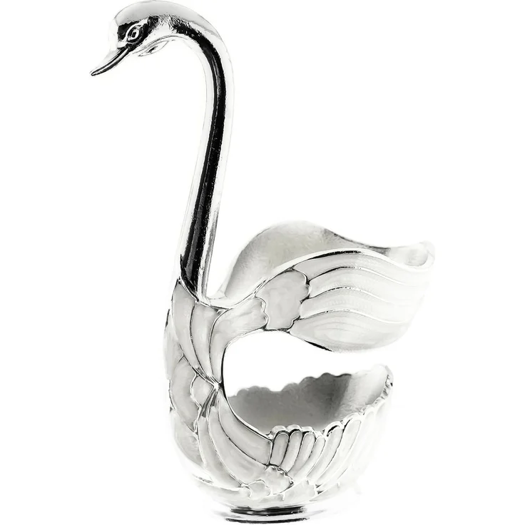 Elegante Deko Besteckhalterung mit 6 Teelöffel, in Schwanenform - Silber – Bild 2