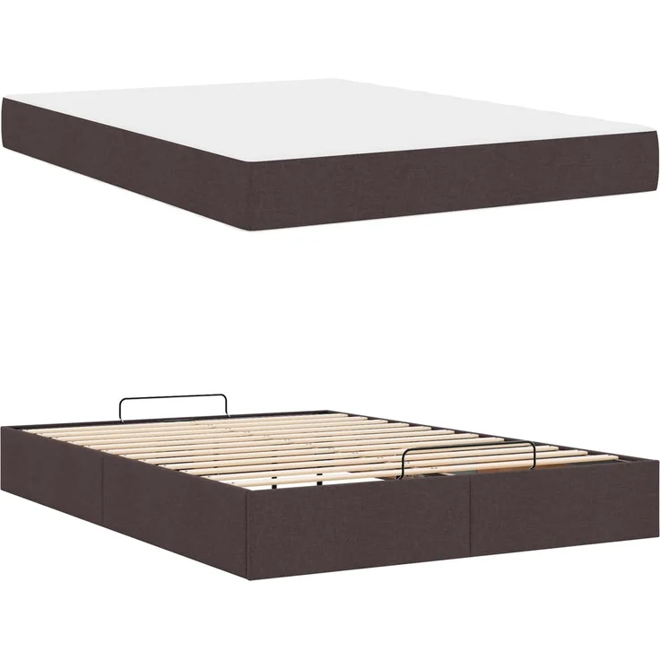 vidaXL Bettgestell mit Matratze mit Matratze 2 pcs Hellbraun Stoff 3399490 – Bild 4