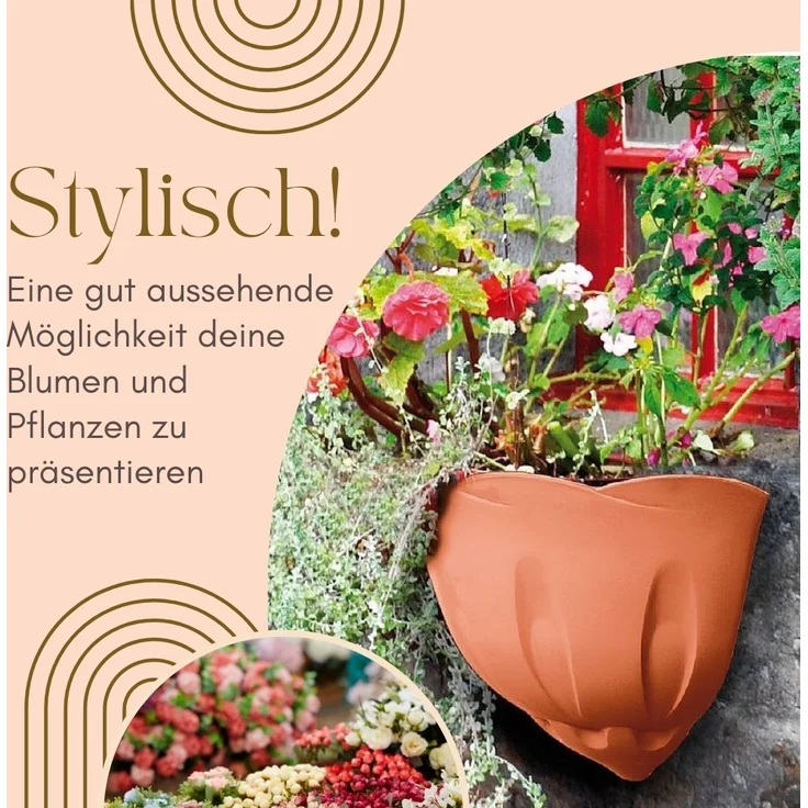 2er Set Blumentopf Wand Blumentopf Wandmontage Wandblumentopf Wandvasen für Pflanzen Pflanzen Wandhalterung Wandtopf Außenbereich Terrakotta – Bild 3
