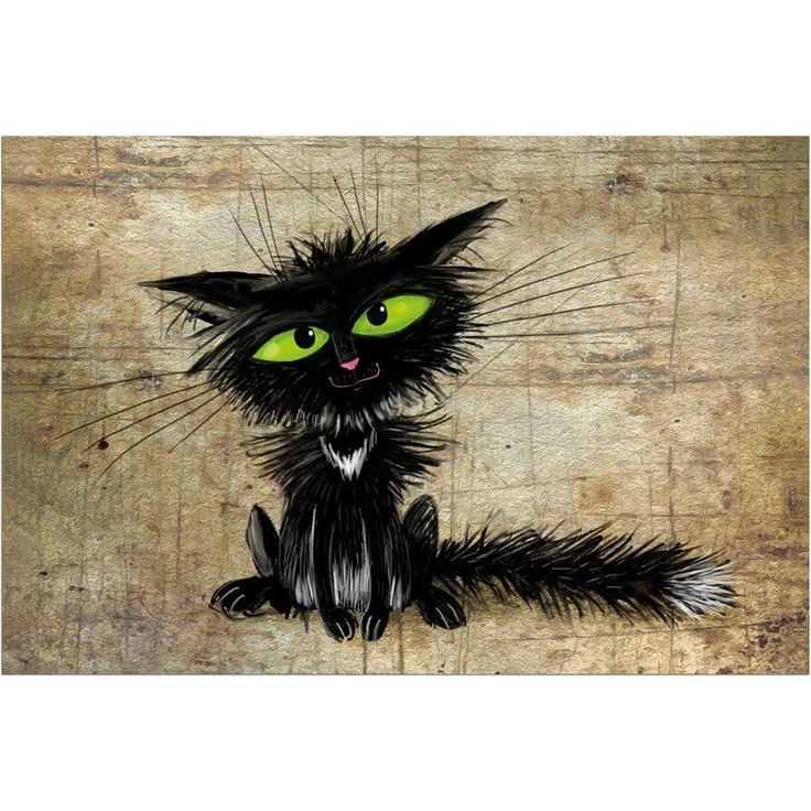 matches21 HOME & HOBBY Fußmatte Türmatte Lustige Katze in 50x70 cm als Fussabtreter, rechteckig, Höhe: 5 mm, Rutschfester Türvorleger für innen als waschbare Schmutzfangmatte