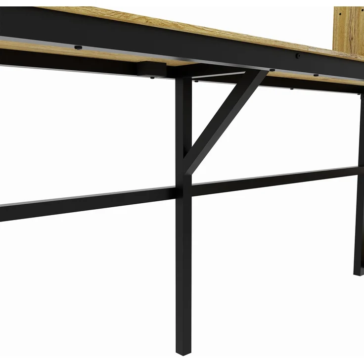 Hochbett 90×200 cm mit Rausfallschutz, Schreibtisch, Stauraum und USB-Anschluss, Schwarz, ohne Matratze – Bild 10