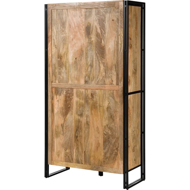 Wohnzimmerschrank Mango 105x45x195 natur klar lackiert / Metall schwarz BLACKBURN #104 – Bild 10