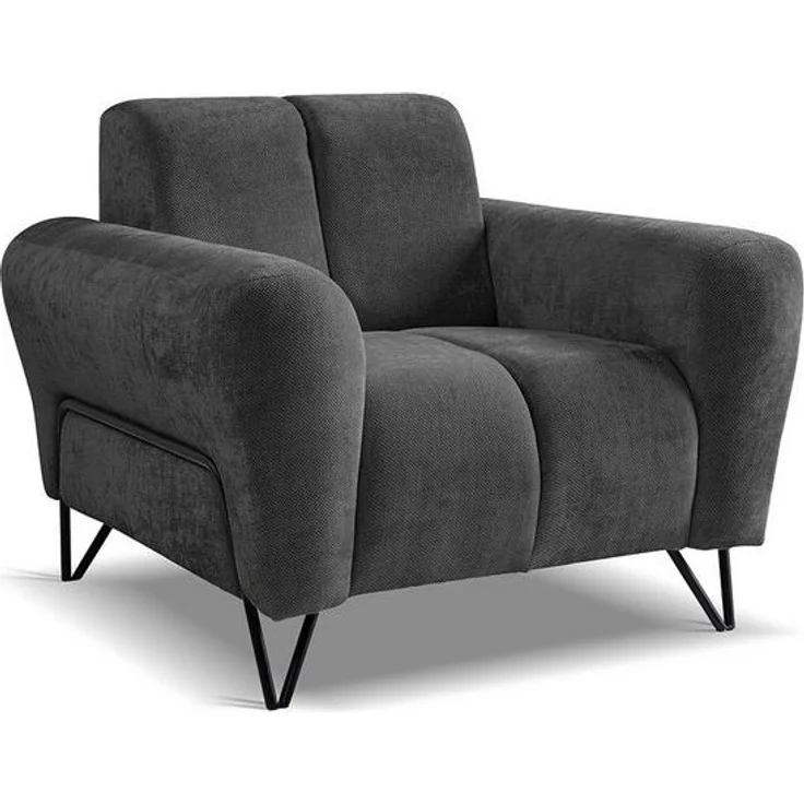Beautysofa Sessel mit Metallbeine in schwarzer VOLARE (modernes Design, Rücken mit Hauptstoff), viele Farbvarianten, auch im Set mit Sofas erhältlich – Bild 4