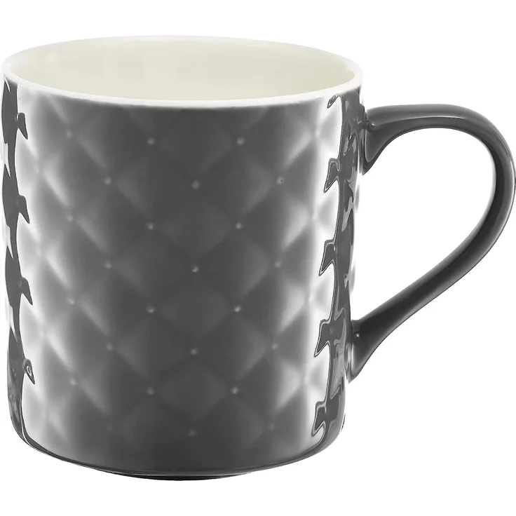 Ambition 40010 Steppbecher Glamour 420ml Trinkbecher Porzellanbecher Teebecher Kaffeebecher dunkel grau spühlmaschinengeeignet mikrowellengeeignet tolle Geschenkidee elegant modern, Porzellan