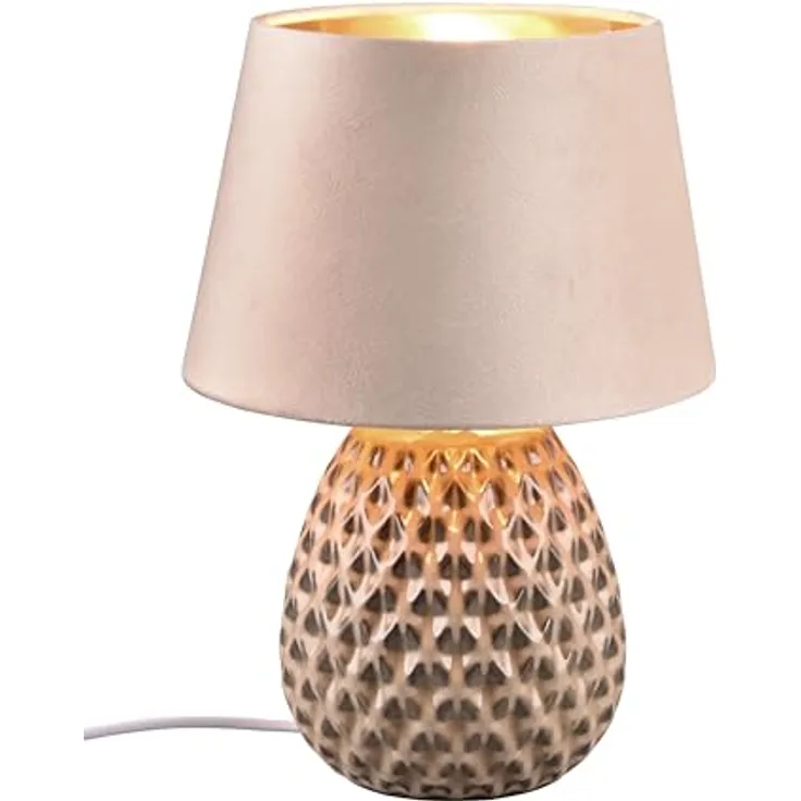 TRIO Betty, Klassische Tischlampe beige 35 cm, Keramik rund, LED geeignet E27, für Wohnzimmer und Schlafzimmer