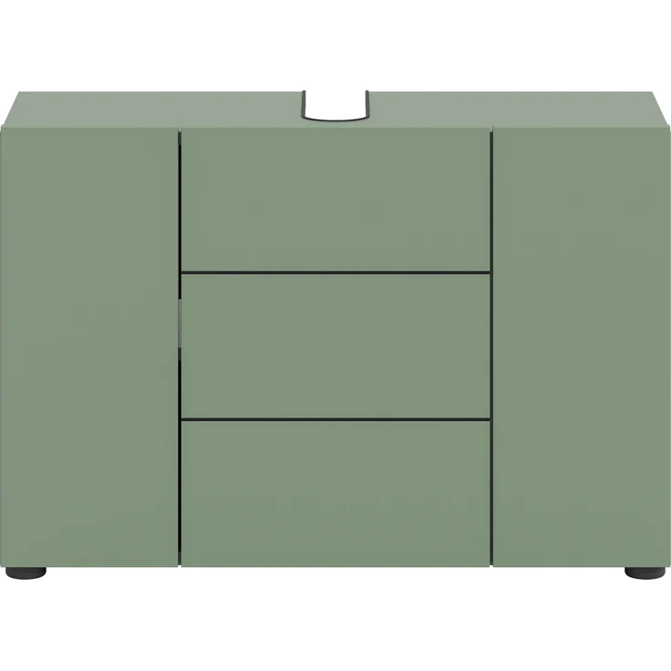 Waschbeckenunterschrank (B/H/T: 82x56x34 cm) in Smoke Green Nachbildung und schwarz – Bild 2