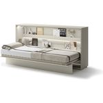 MEBLINI Schrankbett Bed Concept - BC-06 - 90x200cm Horizontal - Kaschmir mit Matratze - Wandbett mit Lattenrost - Klappbett mit Schrank - Wandklappbett - Murphy Bed - Bettschrank