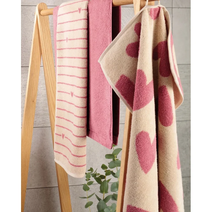 Cawö Duschtuch Badetuch 70x140 cm Heart Beats Line beere Herzen rosa 6276-32 – Bild 4