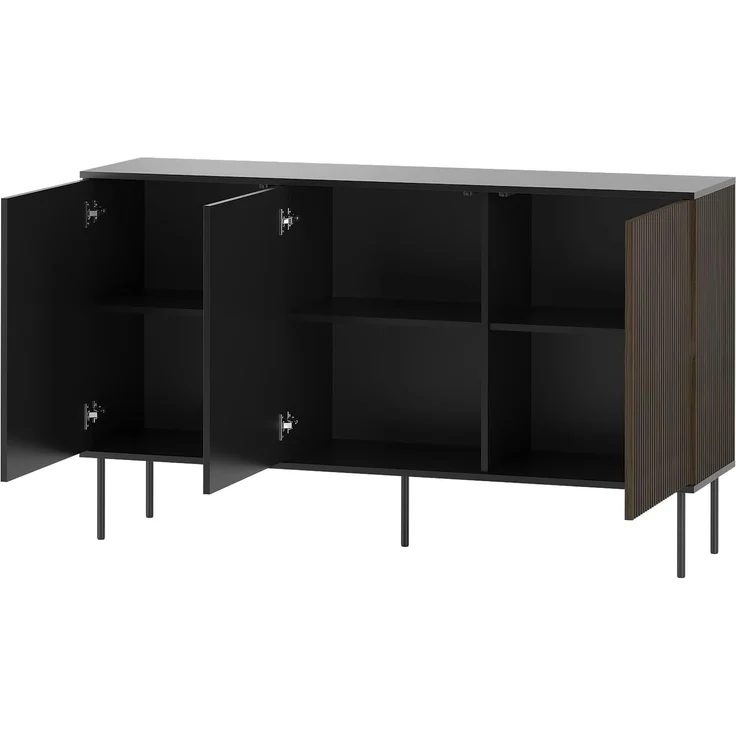 Wohnzimmer-Set Nianve I (Farbe: Schwarz / Schwarz + Nuss) – Bild 4