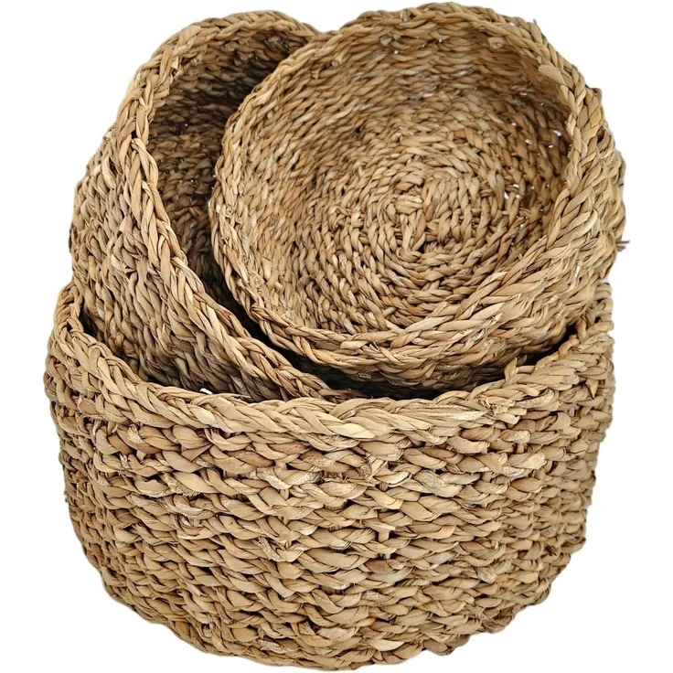 Meinposten Aufbewahrungskorb 3 Körbe runder Korb Seegras Aufbewahrungskorb Dekokorb natur braun (Sie erhalten drei Stück), Natürliche Materialien, Nachwachsender Rohstoff – Bild 6