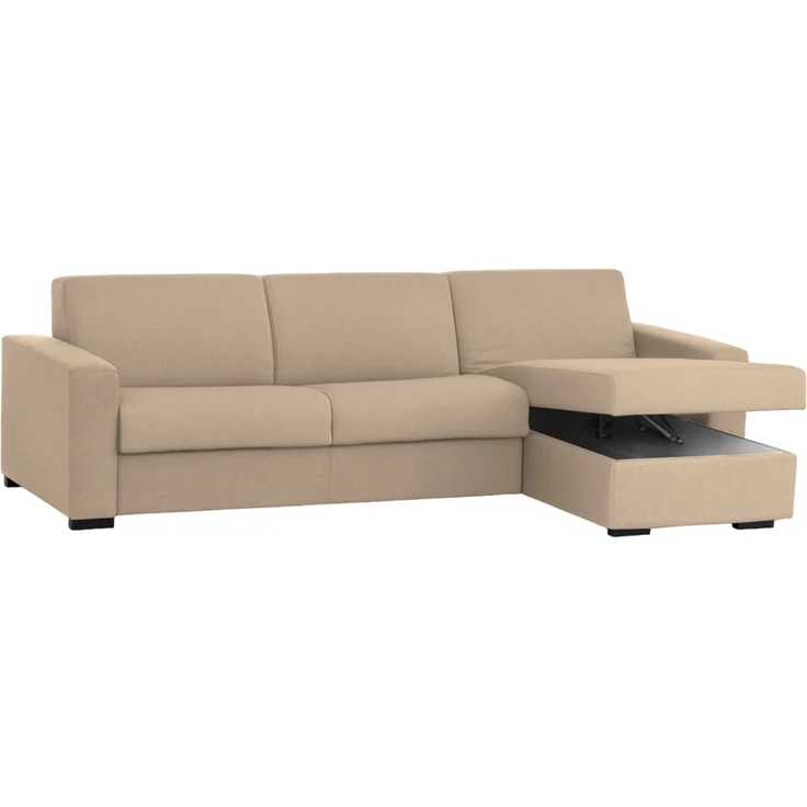 Dmora Sofa mit Halbinsel Atos, Sofà mit umkehrbarer Containerhalbinsel, Standardarmlehnen, 100 % Made in Italy, 280 x 95 x 90 cm, Beige – Bild 6