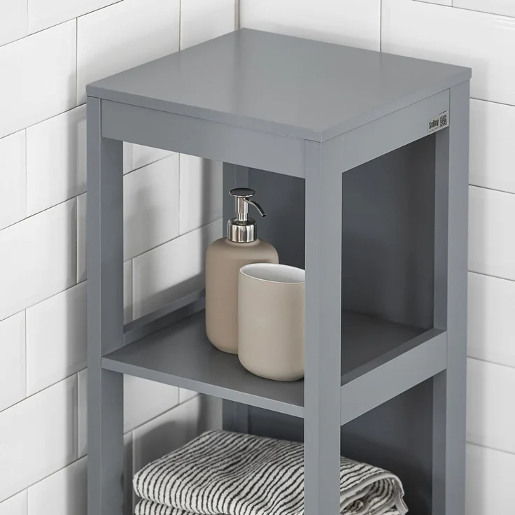 SoBuy FRG126-SG Badezimmer-Hochschrank, MDF, Lackiert, Grau, 30 x 144 x 30 cm – Bild 6