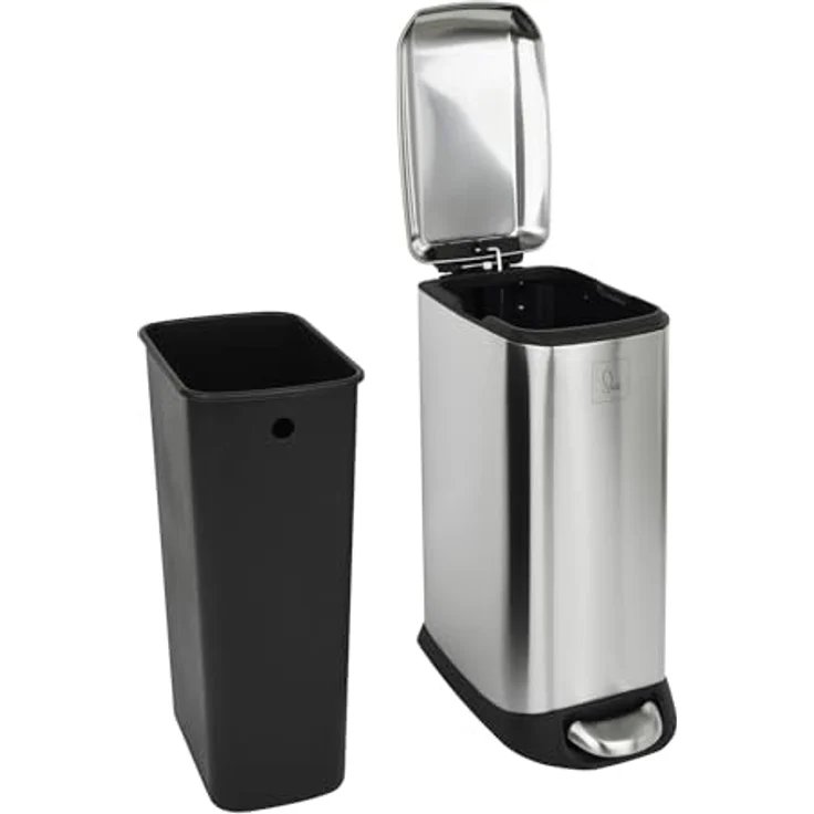 SVITA Mülleimer TS12, Treteimer, 12L, Softclose-Funktion, Edelstahl, Silber – Bild 3
