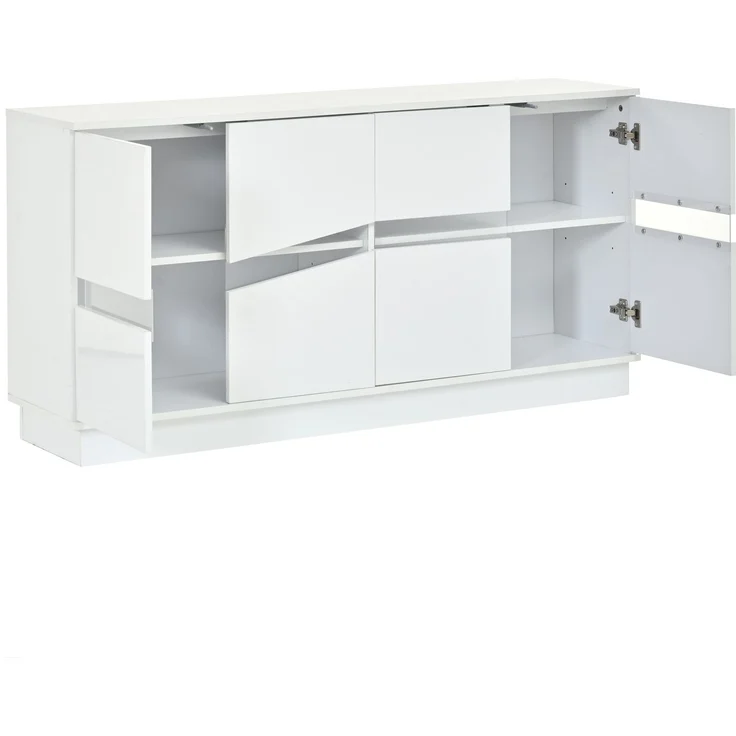 Sideboard 140 x 35 x 70 cm aus Spanplatte und Acryl, weiß mit Hochglanzfront und LED-Beleuchtung – Bild 8