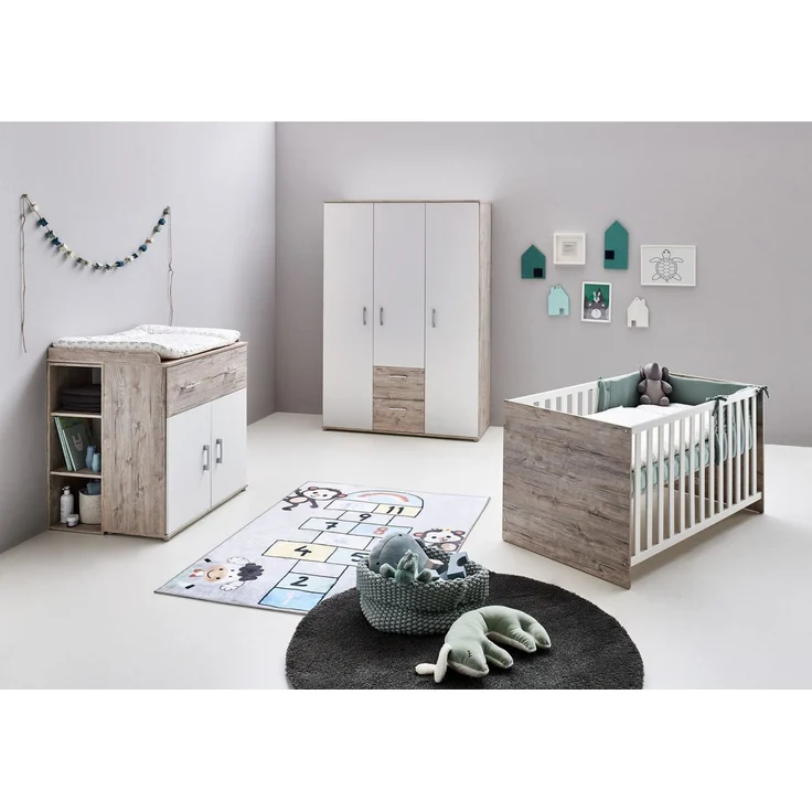 OTTO home Babyzimmer-Komplettset Rieke, TOPSELLER! Bis ins Jugendalter, toll für kleine Zimmer, (Spar-Set, 4-tlg, Kinderbett, Schrank 3 türig, Wickelkommode + Unterbauregal), Made in Germany, Blauer Engel zertifiziert, zeitloses Design – Bild 5