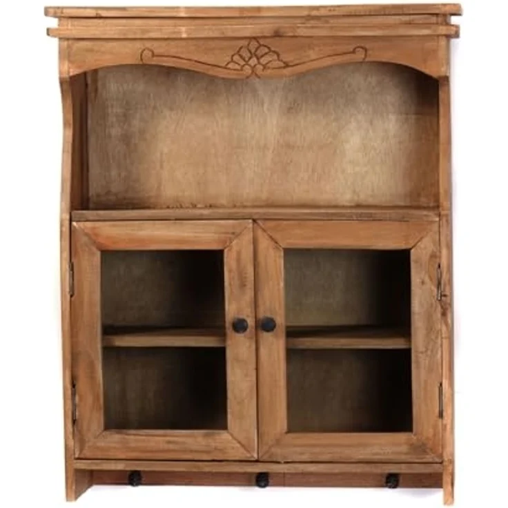 DESIGN DELIGHTS Wandregal WANDSCHRANK "RIBERA", mit Glastüren, 73 cm, Holz Wandregal – Bild 4