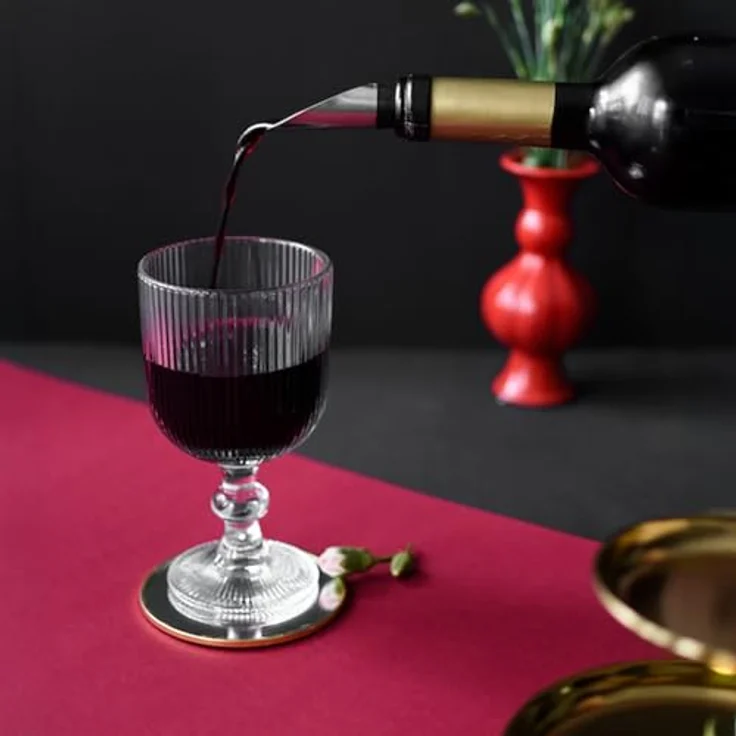 6 gerillte Weingläser aus Glas 370 ml Weinglas Set für Rotwein und Weißwein elegantes Design spülmaschinengeeignet – Bild 4