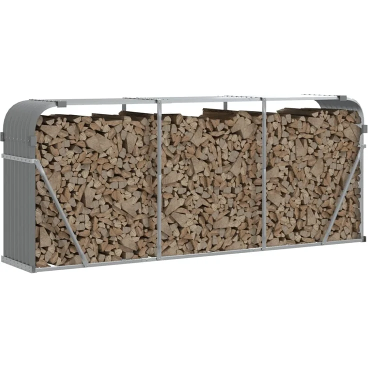 vidaXL Kaminholzunterstand Hellgrau 234x45x100 cm Verzinkter Stahl 364555 – Bild 7