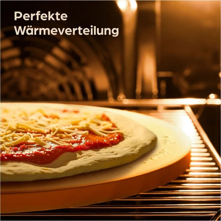Praknu Pizzastein Pizzastein Rund 30 cm für Grill und Backofen - Für knusprigen Boden, Cordierit, (1-St), Für Knusprigen Boden - bis 900 °C - Wärme Speichernd – Bild 2