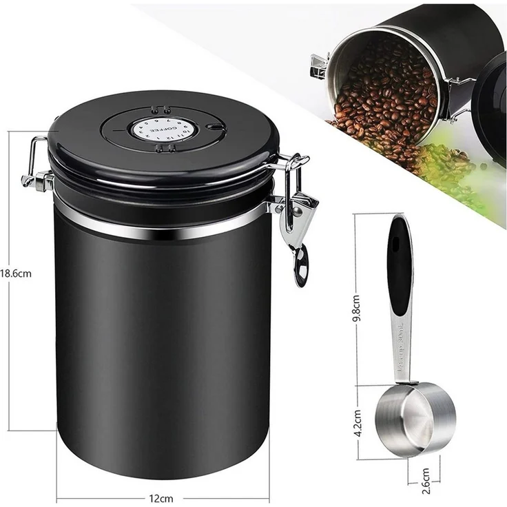 TUWENA Aufbewahrungsbox Kaffeebohne Versiegeltes Glas, 1800ML Kaffeebohnen behälter – Bild 1
