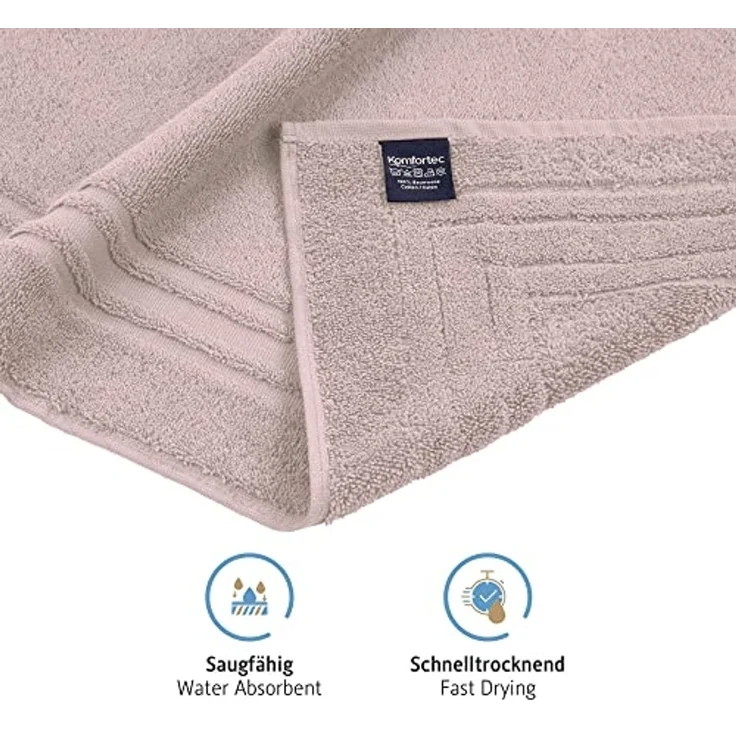 Komfortec Badematte Badvorleger aus 100% Baumwolle, 50x70 cm Duschvorleger, Waschbar Duschmatte, Frottee, Rechteckig, 600 g/m², 2er Set, Saugfähig & Schnelltrocknend – Bild 4