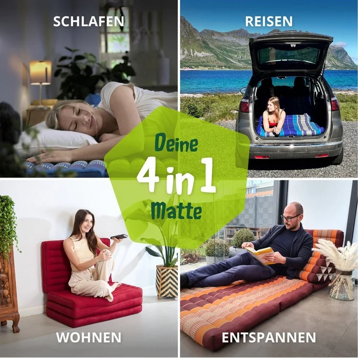 Klappmatratze Klappmatratze 80 cm (Basic) vegan und handgefertigt, 200x80x8cm, livasia, 8,00 cm hoch, Kapok – Bild 3