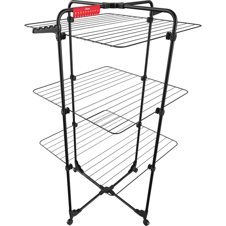 Vileda Mixer 3 Ultimate Turmwäscheständer Black Edition|Wäscheständer schwarz mit 30 m Trockenfläche|Flexibel, klappbar & transportabel - Schwenkbare Räder & extra Kleinteileplatz | Eco-Verpackung