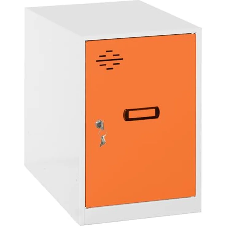 Simon Rack Schließfächer, Metall, 475 x 300 x 500 cm, Weiß/Orange, Metall – Bild 1