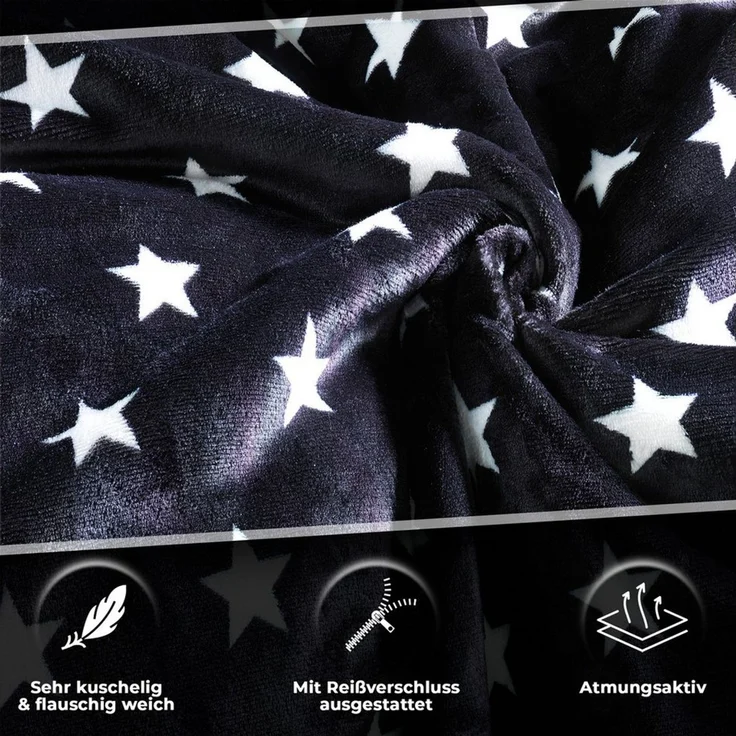 Malika Wendebettwäsche 200x200 + 2x 80x80 cm Cashmere Touch Sterne Bettwäsche, atmungsaktiv, Mikrofaser, 3 teilig, Für Allergiker geeignet, pflegeleicht, angenehm weicher Stoff – Bild 3