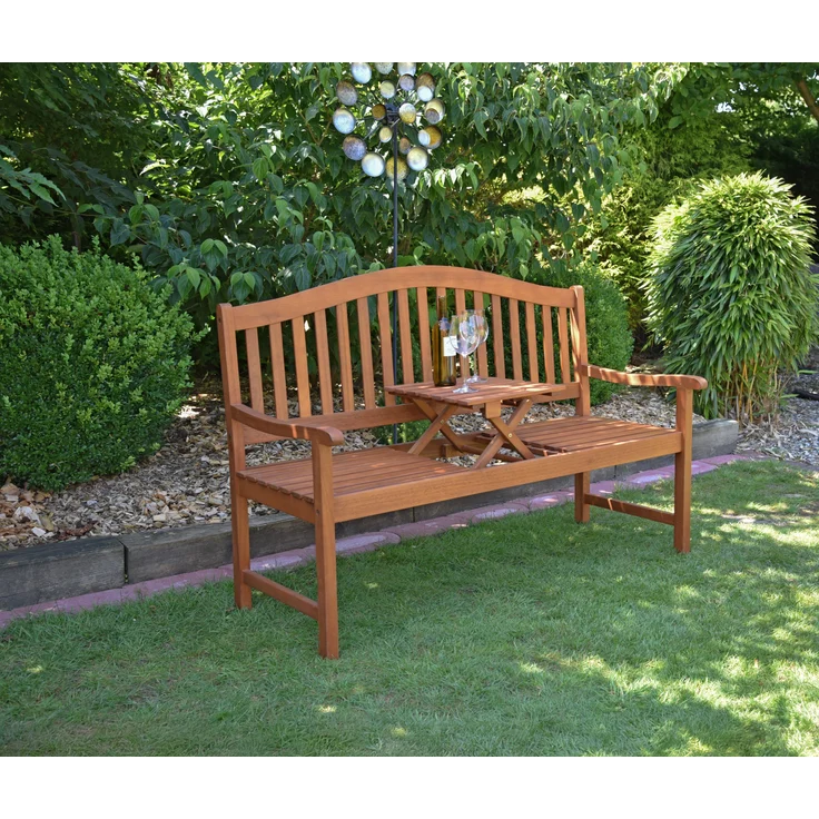 Gartenbank ARLES - 150cm Breit, Eukalyptus, Natur | Terrassenbank Wetterfest Sitzbank Outdoor Bank – Bild 2
