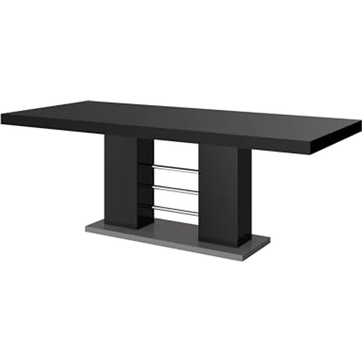 designimpex Esstisch Design HE-111 Schwarz - Grau Hochglanz ausziehbar 160 bis 260 cm – Bild 4