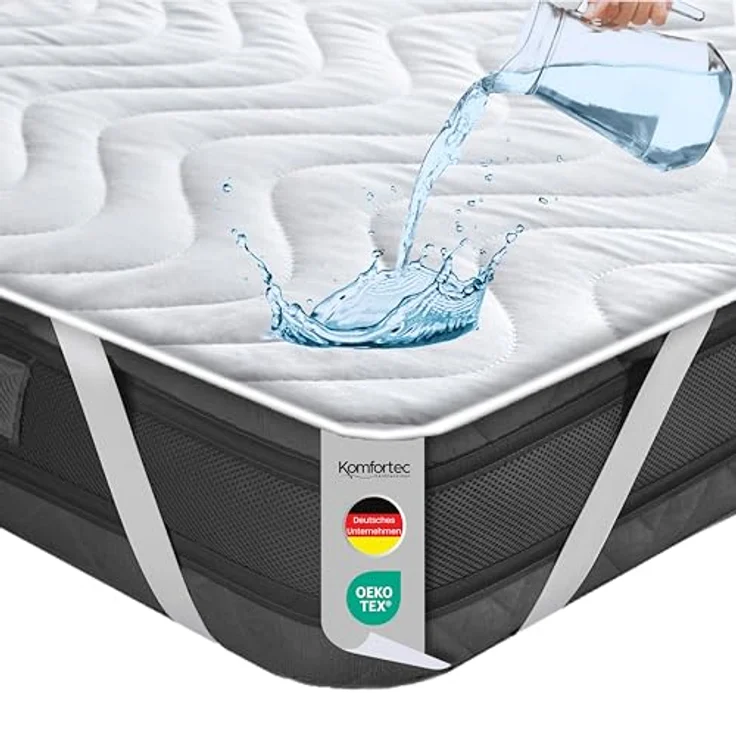 Matratzenschoner 100 g/m², 90x200, 120x200, 140x200, 160x200, 180x200 oder 200x200 cm Komfortec, 1 oder 2 Stück Wasserdichter Matratzenauflage – Bild 2