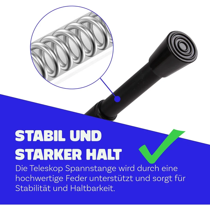 Verstellbare Vorhangstange - Spannstange zum Klemmen Schwarz Ø10/13 mm 60-90 cm – Bild 6