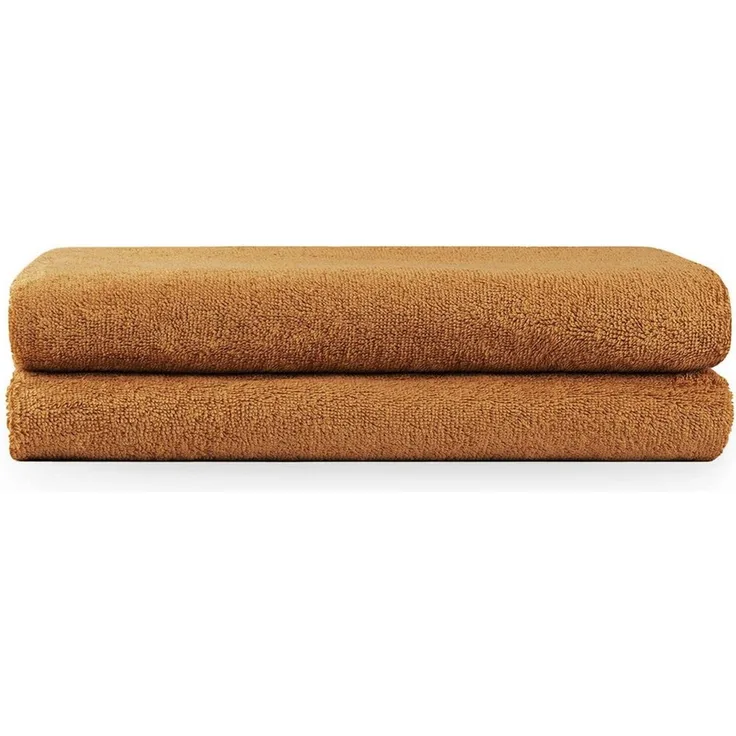 Blumtal Premium Frottier Handtücher Set mit Aufhängschlaufen - Baumwolle Oeko-TEX Zertifiziert, weich, saugstark - 2X Badetuch (70x140 cm), Pumpkin Spice (Braun)