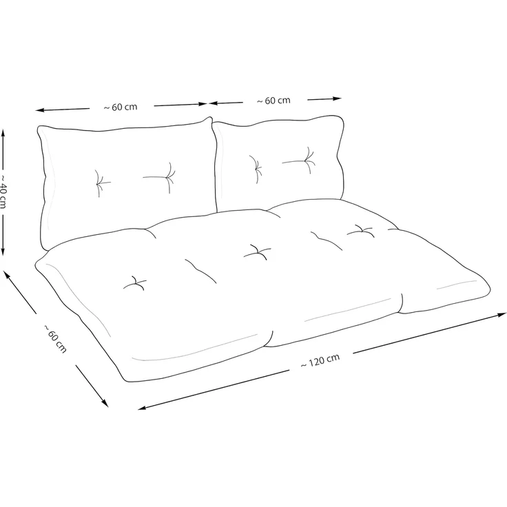 Amilian Stuhlkissen - Bankauflage - Gartenbankauflage - 60x120cm + 2 x 40x60cm, 3er Set - Gartenbankauflage - Pallettensitzkissen - Bankkissen – Bild 3