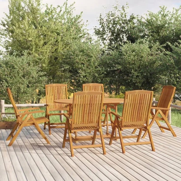 vidaXL Gartenstühle 6 Stk. Verstellbar Massivholz Teak 3154924