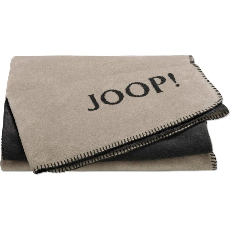 JOOP! 'Uni-Doubleface' Wohndecke, Baumwollmischgewebe, stein / anthrazit, 150 x 200 cm – Bild 1