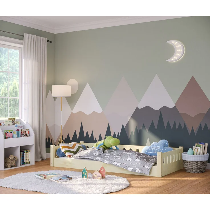 Bellabino 'Miera' Bodenbett 90 x 200 cm, Sperrholz, mit offener Seite, inkl. Rolllattenrost und Matratze – Bild 9