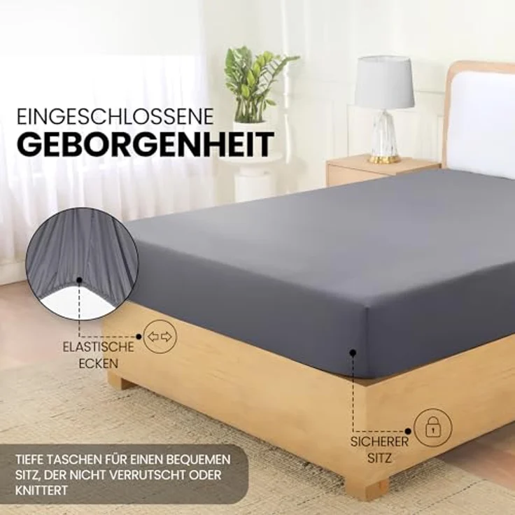 Utopia Bedding - Spannbettlaken 180x200 cm - Grau - Oeko-Tex Zertifiziertes Gebürstete Polyester-Mikrofaser Spannbetttuch - 35 cm Tiefe Tasche – Bild 5