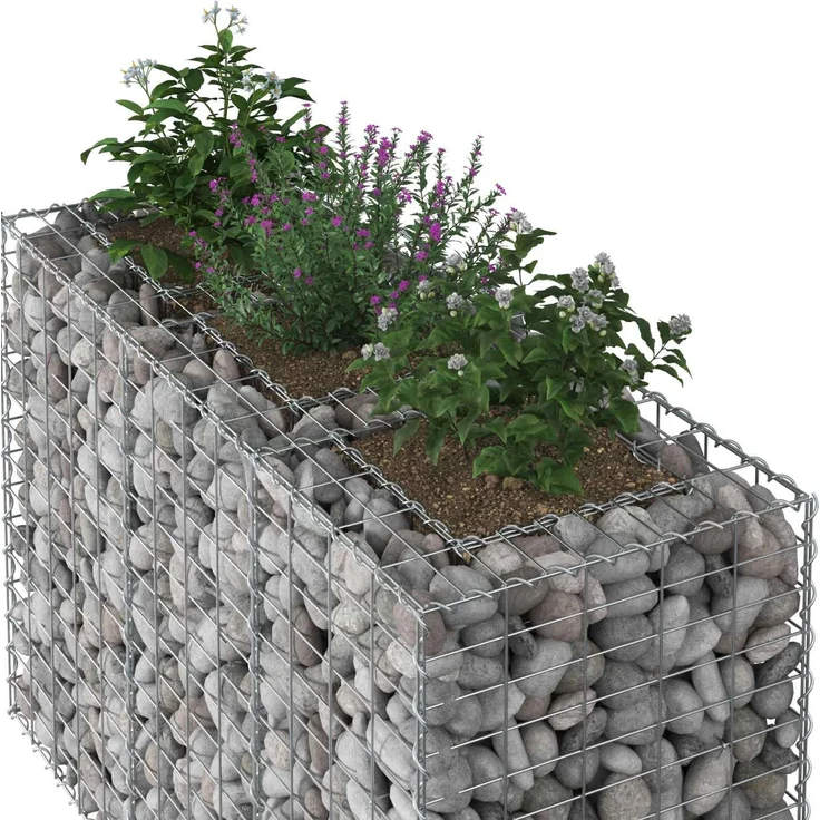 vidaXL Gabionen-Hochbeet 130 x 50 x 80 cm Verzinkter Stahl Silber 42033328 – Bild 4