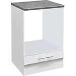 EDDY Moderner Herdumbauschrank in Weiß matt, Metallic Grau - Geräumiger Küchenschrank mit viel Stauraum - 60 x 90 x 60 cm (B/H/T)