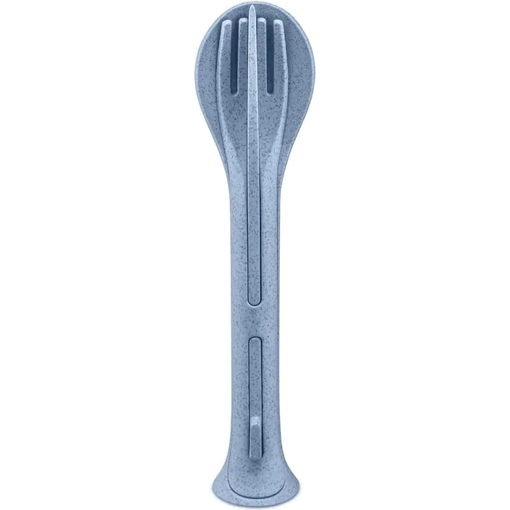 Koziol Besteck-Set 3-teilig Klikk Pocket, Besteckset, To Go Besteck, Thermoplastischer Kunststoff, Organic Blue, 4036671