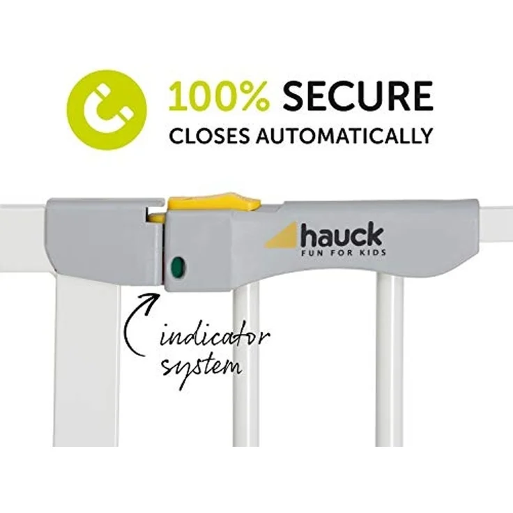 Hauck Autoclose N Stop Türschutzgitter, 75-80 cm ohne Bohren, Magnetverschluss, automatisch selbstschließend,Sichtindikator, beidseitig zu öffnen, kompatibel mit Verlängerungen, metall/weiß – Bild 5
