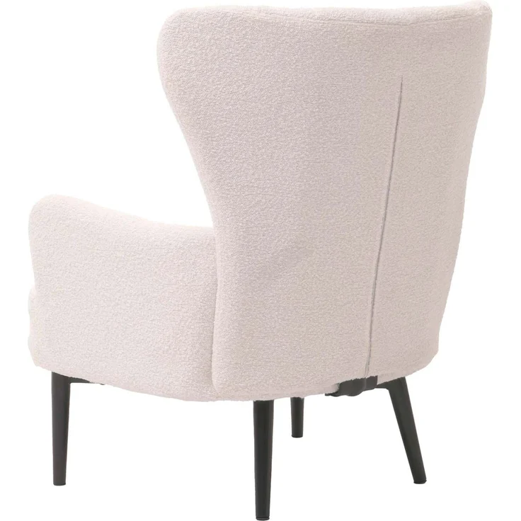Lounge-Sessel HWC-K37, Cocktail-/Ohrensessel Polsterstuhl Retro Vintage Stoff Bouclé (600g/m²) ~ weiß – Bild 7