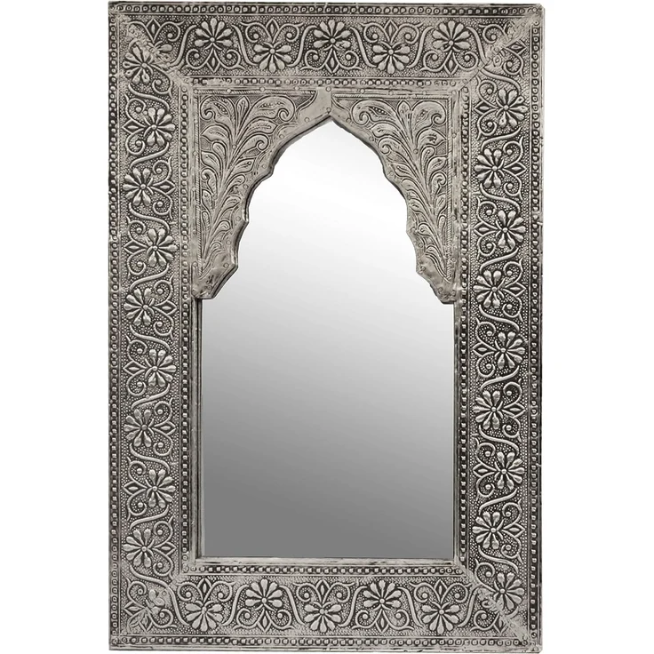 Marrakesch Orient & Mediterran Interior Wandspiegel orientalischer Vintage Spiegel Malik Deko silber - 42cm - (1-St), Handarbeit – Bild 1