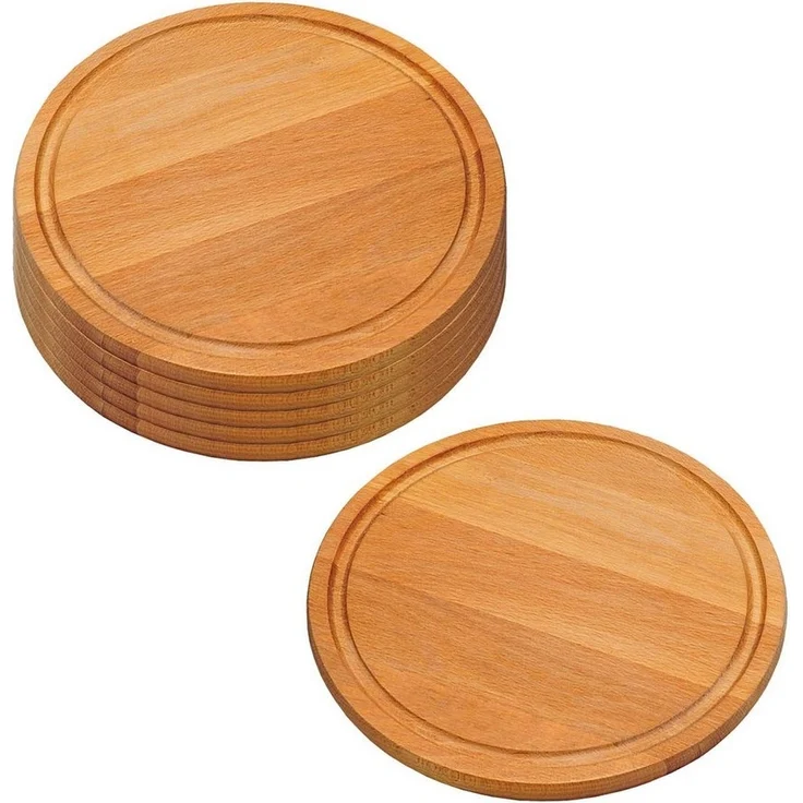 6 Vesperteller mit Saftrille, Buche - Ø 25cm, Stärke 1,5cm – Bild 3