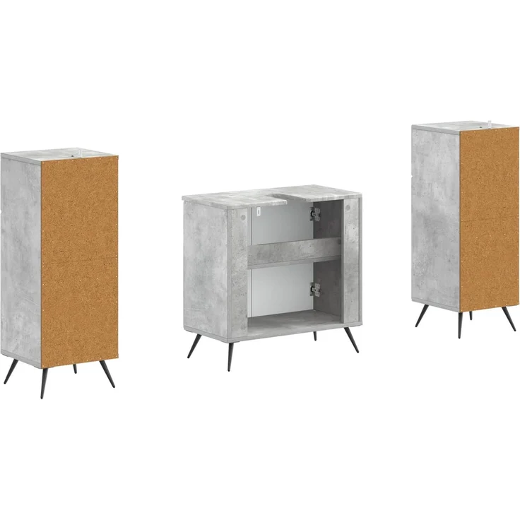 vidaXL 3-teiliges Badezimmer-Schranksystem BREDA 3 stk. Betongrau 3418047 – Bild 5