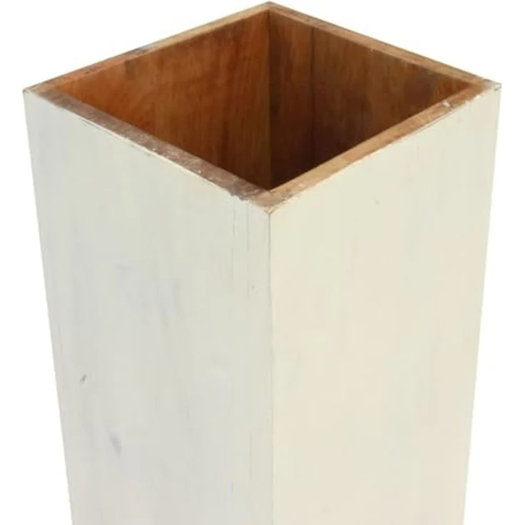 Oriental Galerie Blumenhocker Massive Holz Säule Viereckig Podest Lime-Weiß mittel 75cm (1 St) – Bild 4