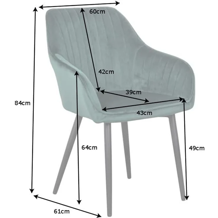riess-ambiente Polsterstuhl TURIN smaragdgrün / schwarz (Einzelartikel, 1 St), Esszimmer · Samt · Metall · mit Armlehne · Retro Design – Bild 3