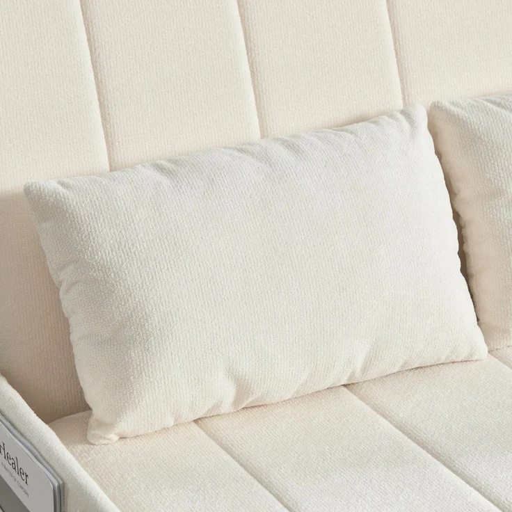 ZUBALIYA Schlafsofa 85x92 cm, mit Stauraum, mit Chenille - Bezug, mit breiten Armlehnen, mit Schaumstoffpolsterung, Beige – Bild 16